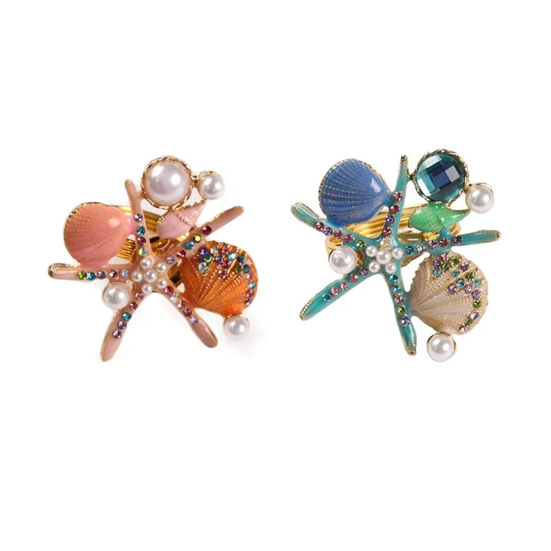 

6 шт., кольца для салфеток в виде морской звезды