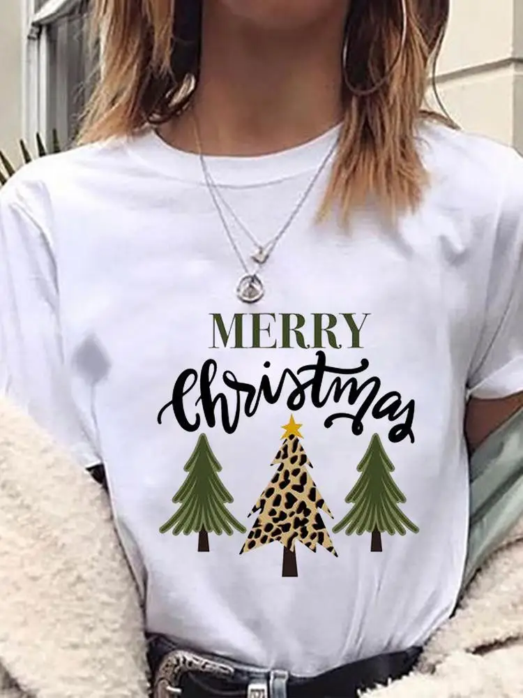 

Женская модная повседневная футболка с надписью на тему акварели и елки, одежда на Новый год и Рождество, футболка с коротким рукавом и граф...