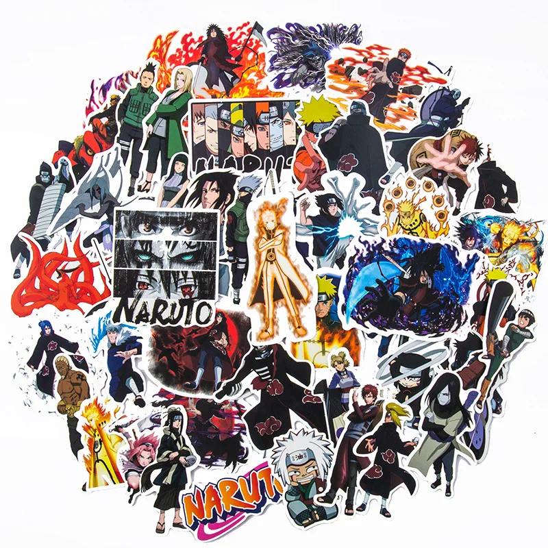 

50pcs Naruto Sticker Waterproof Suitcase Guitar Skateboard Sticker Cute Anime Stickers Laptop Skin Kawaii Packaging Kids Toys