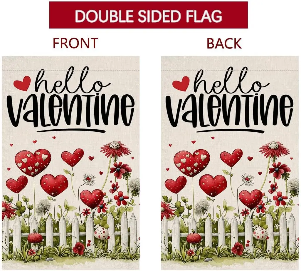 Фото Флаг BLKWHT Valentines Love Floral Garden 12x18, вертикальный, двусторонний, с красными цветами, для весеннего декора фермерского дома, для улицы, SSL №5