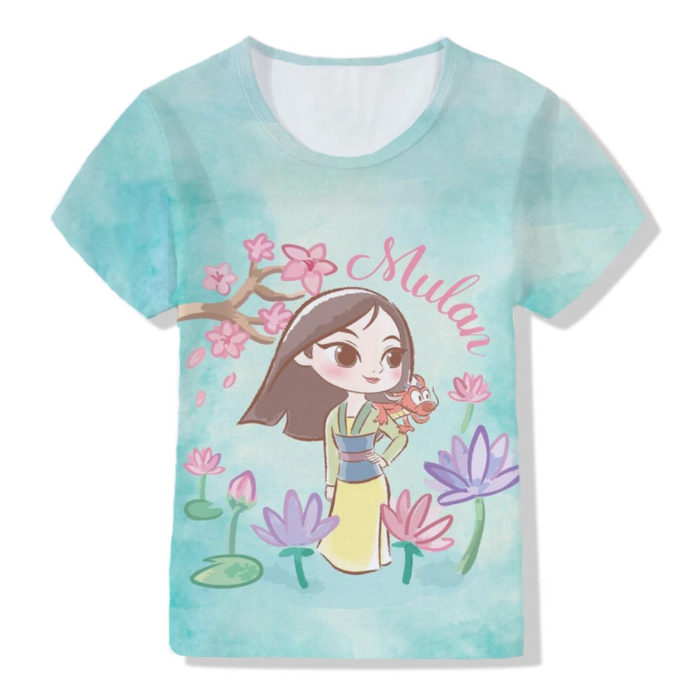 

Girls Summer T-shirt Disney Fugitive Princess Mermaid Cartoon Short Sleeve Top Children's Beautiful Top Girls Clothing 2-16