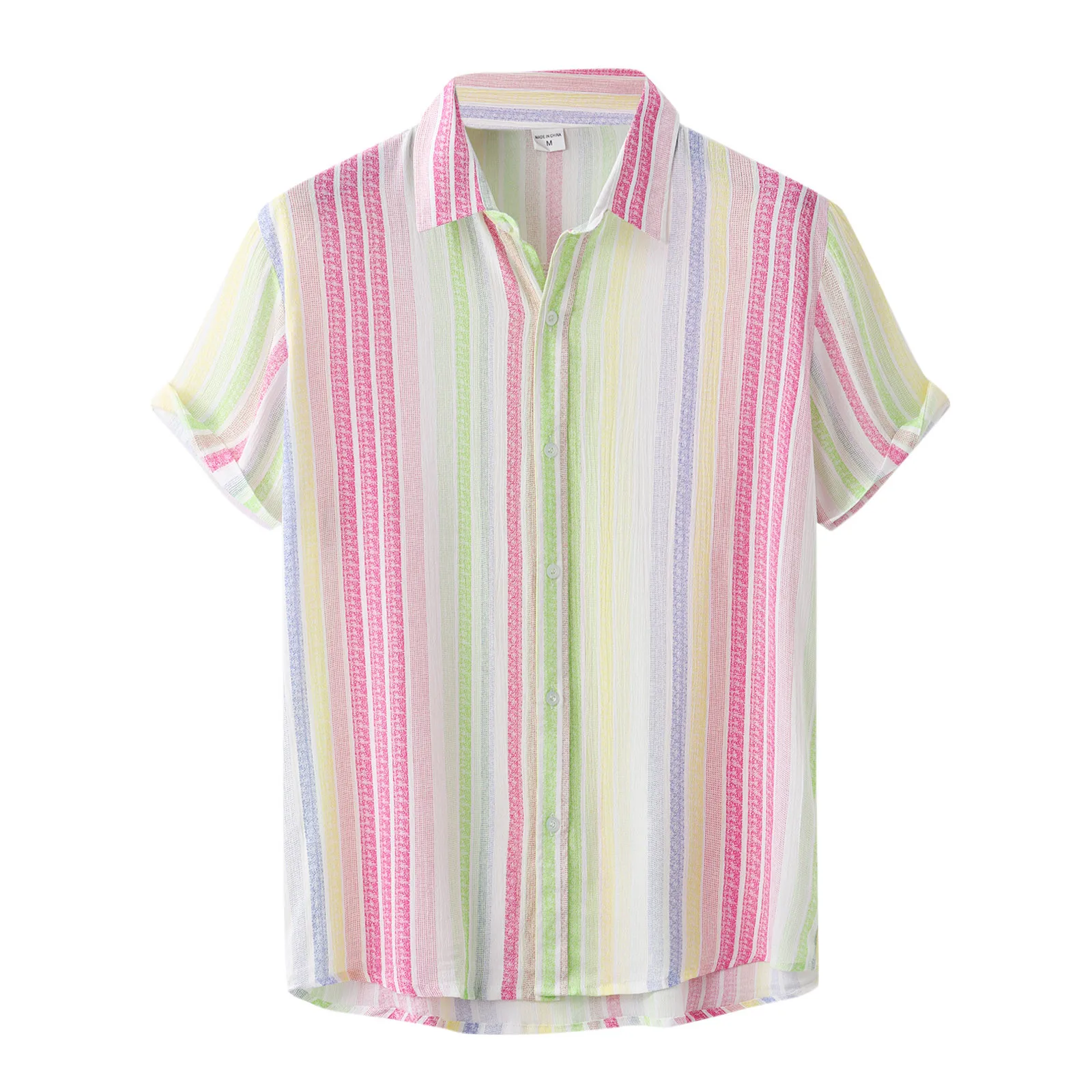 

Men's Casual Polka Dot Stripe Printed Shirt Short Sleeve Single Breasted Turn-Down Collar Shirt men clothing camisa masculina