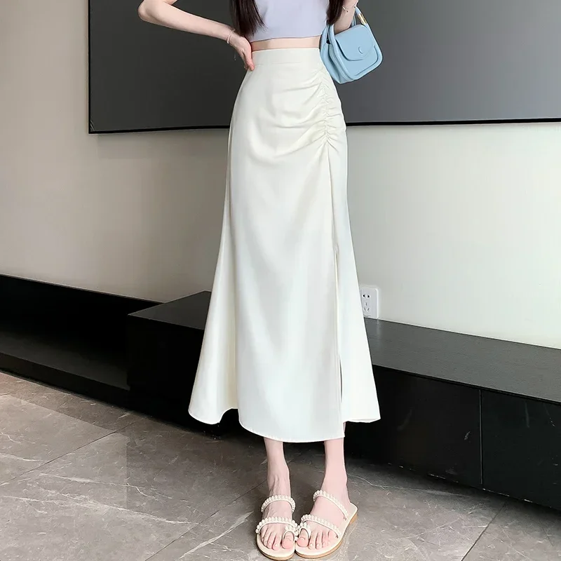 Юбка женская офисная длинная со складками