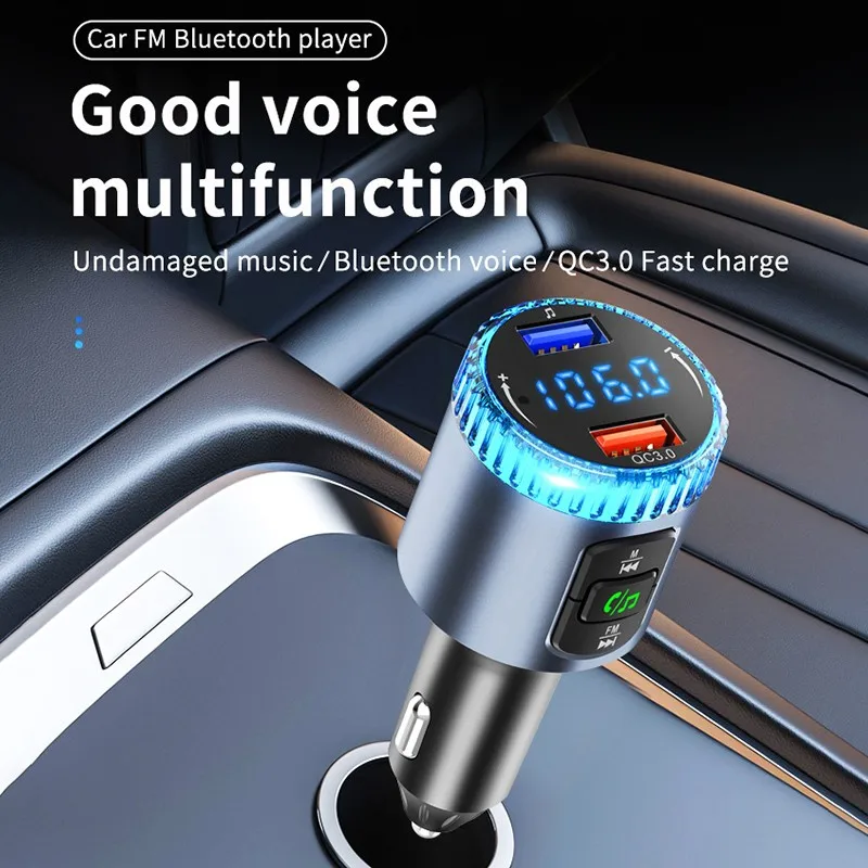 

Автомобильный FM-трансмиттер Bluetooth 5,0, двойное зарядное устройство USB, беспроводной автомобильный комплект громкой связи, FM-адаптер, поддержк...