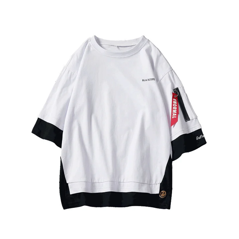 Однотонная Корейская одежда свободные черные футболки оверсайз мужской летний