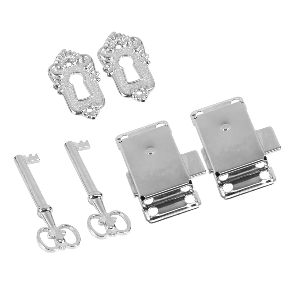 

2pcs Drawer Lock With Key Antique Small Box Cabinet Door Locks Antique Style For Furniture Jewellery Wooden Box Gift Box