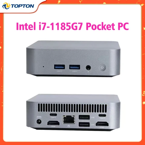 Игровой мини-ПК 11-го поколения Intel i7 1185G7 Windows 11, настольный компьютер, офисный Карманный ПК DDR4 NVMe NUC 4K HTPC WiFi6