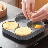 4 holes egg frying pan multifunction hamburger steak non stick pan high quality wooden handle cooking pan cooking utensils