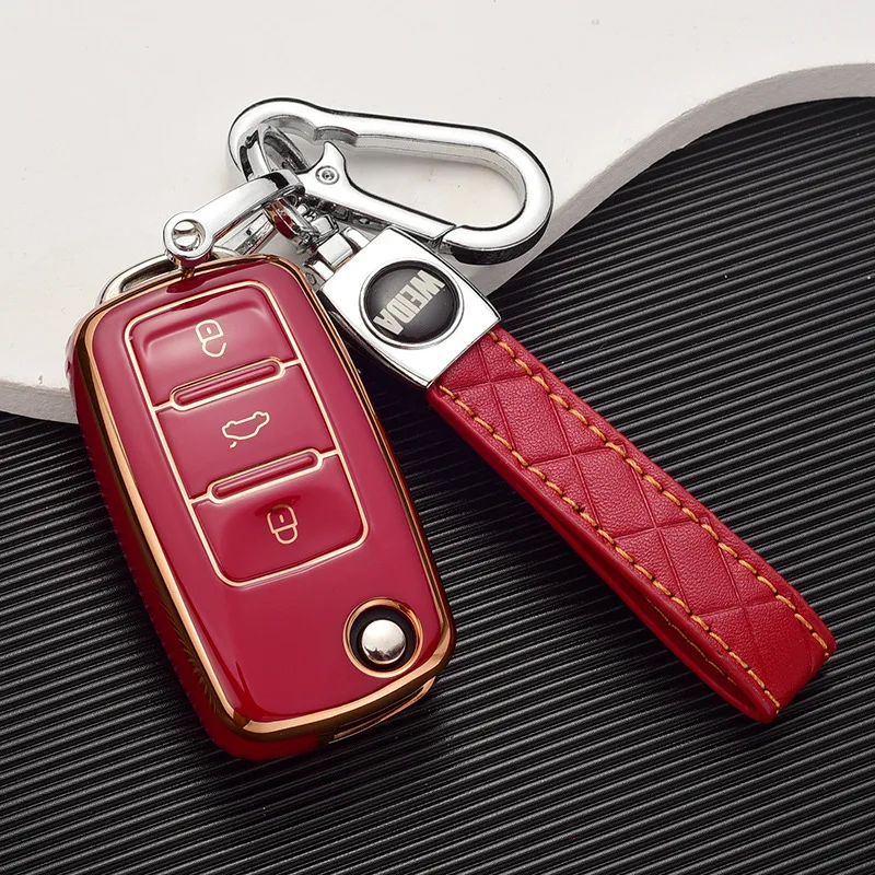 

TPU Car Flip Key Case Cover Shell For Volkswagen VW Polo Golf Passat Tiguan Beetle Caddy T5 Up Eos Skoda Octavia Seat Leon Altea