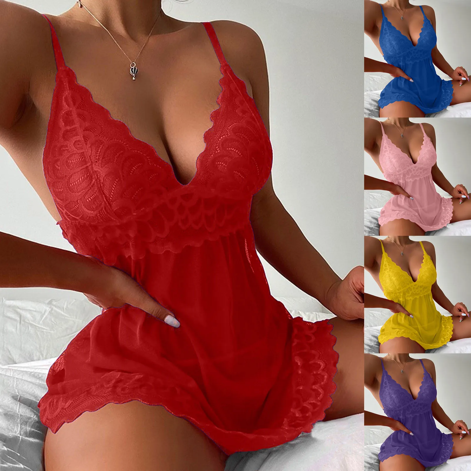 Женское прозрачное женское платье на бретелях-спагетти женская одежда для сна