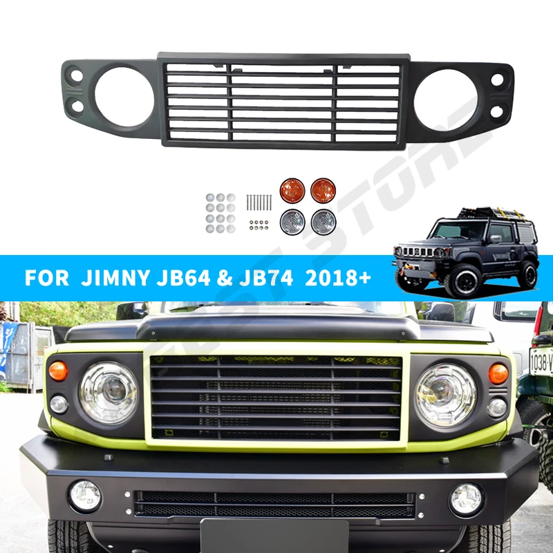 

For Suzuki Jimny JB64 JB74 2019-2023 Car Grill LITTLE D Racing Grills ABS Defender Style Mesh Front Grille Cover Car Accessories