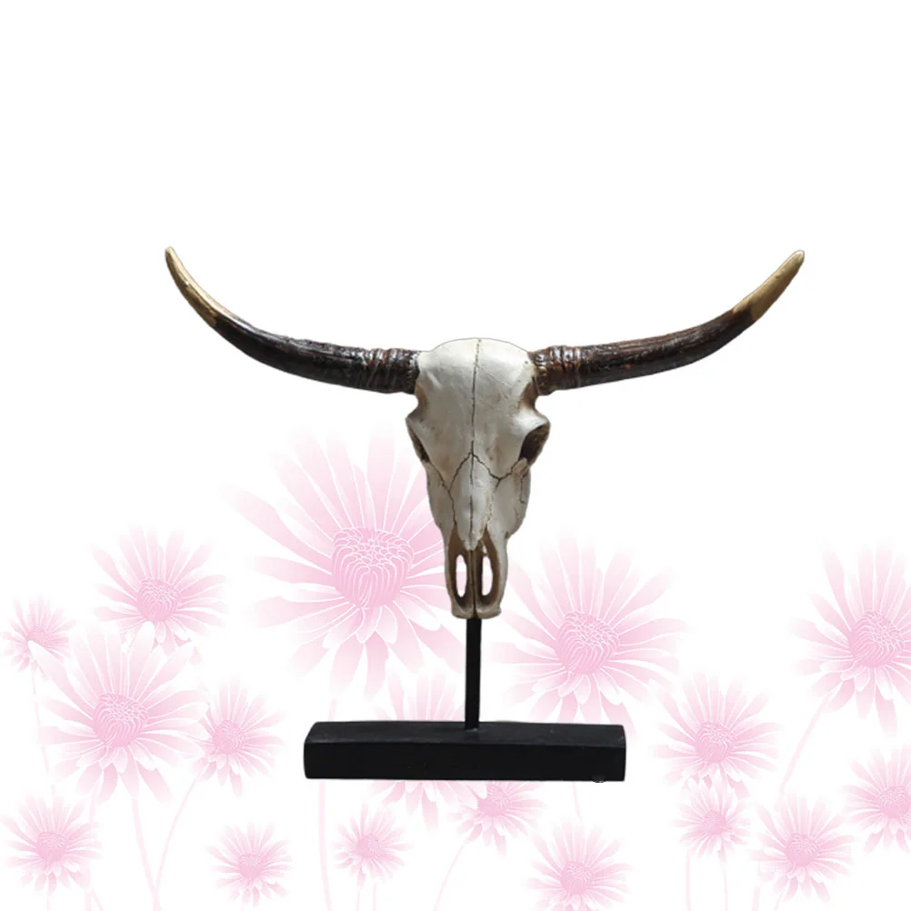 

OX-Head Ornament Retro Funny Creative OX Horn Model Ornament Decoration for Home Store (Assorted Color)