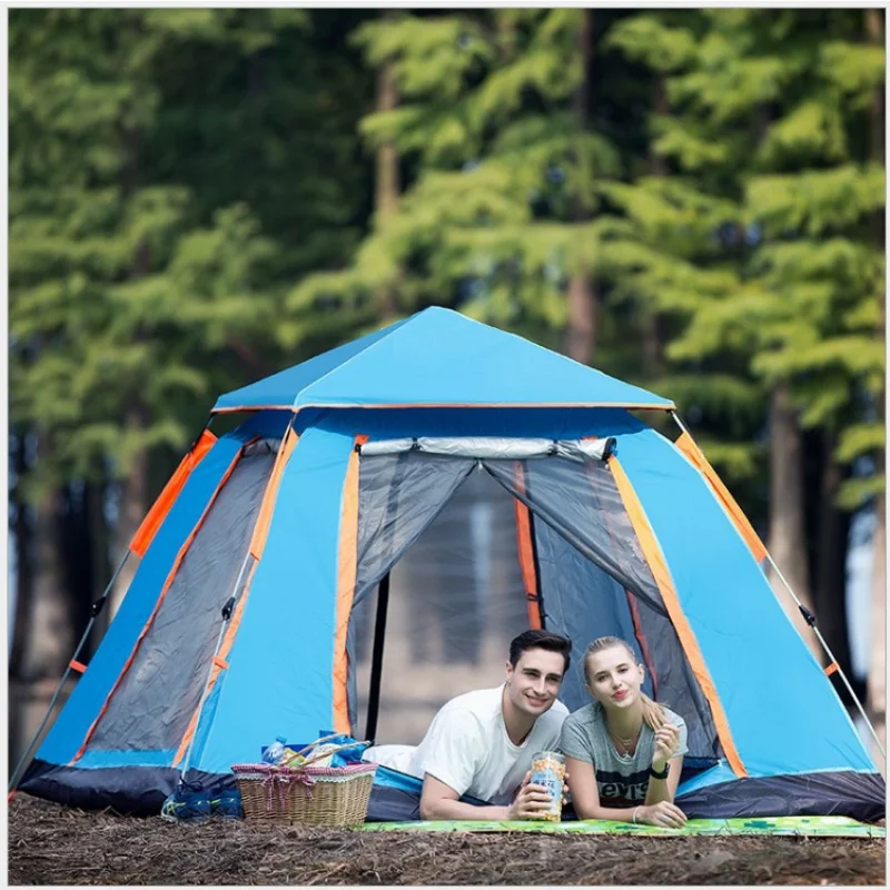 

Outdoor Family Camping Travel Tent with Large Space 3-4 People Thickened Rainproof Foldable Fully Automatic Speed Awning