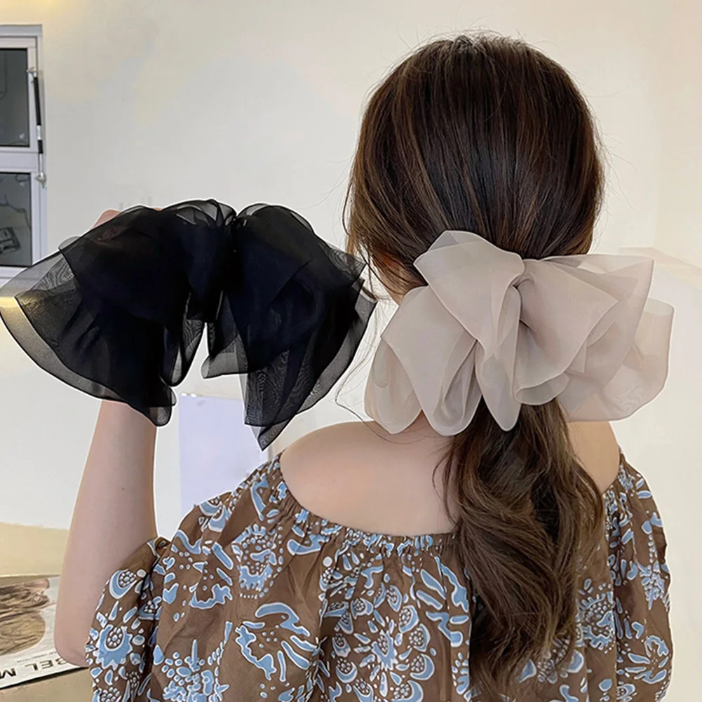 

2022 New Oversized Bow Hairpin Fashion Organza Bowknot Hair Accessories Korean Hairclip Solid Big Hair Pins Women Girls Headwear