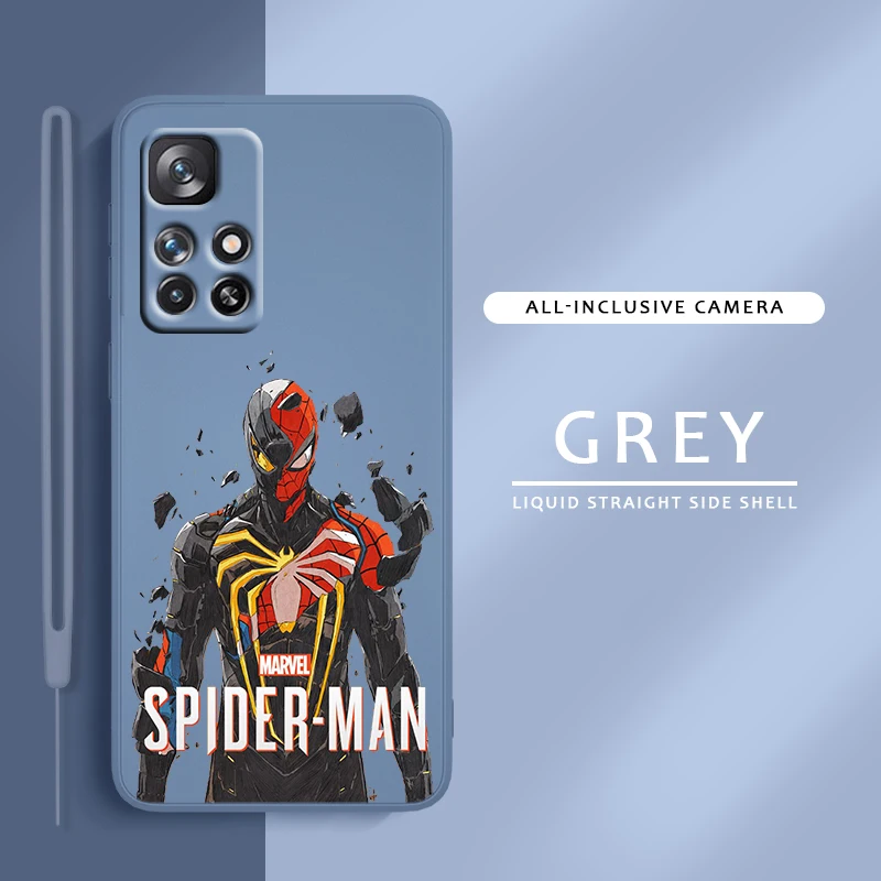 

Marvel Heros Spiderman For Redmi K60 K50 K40 K30 K20 10C X 9C T AT A 8A 7A Gaming Pro Plus Liquid Rope Silicone Phone Case