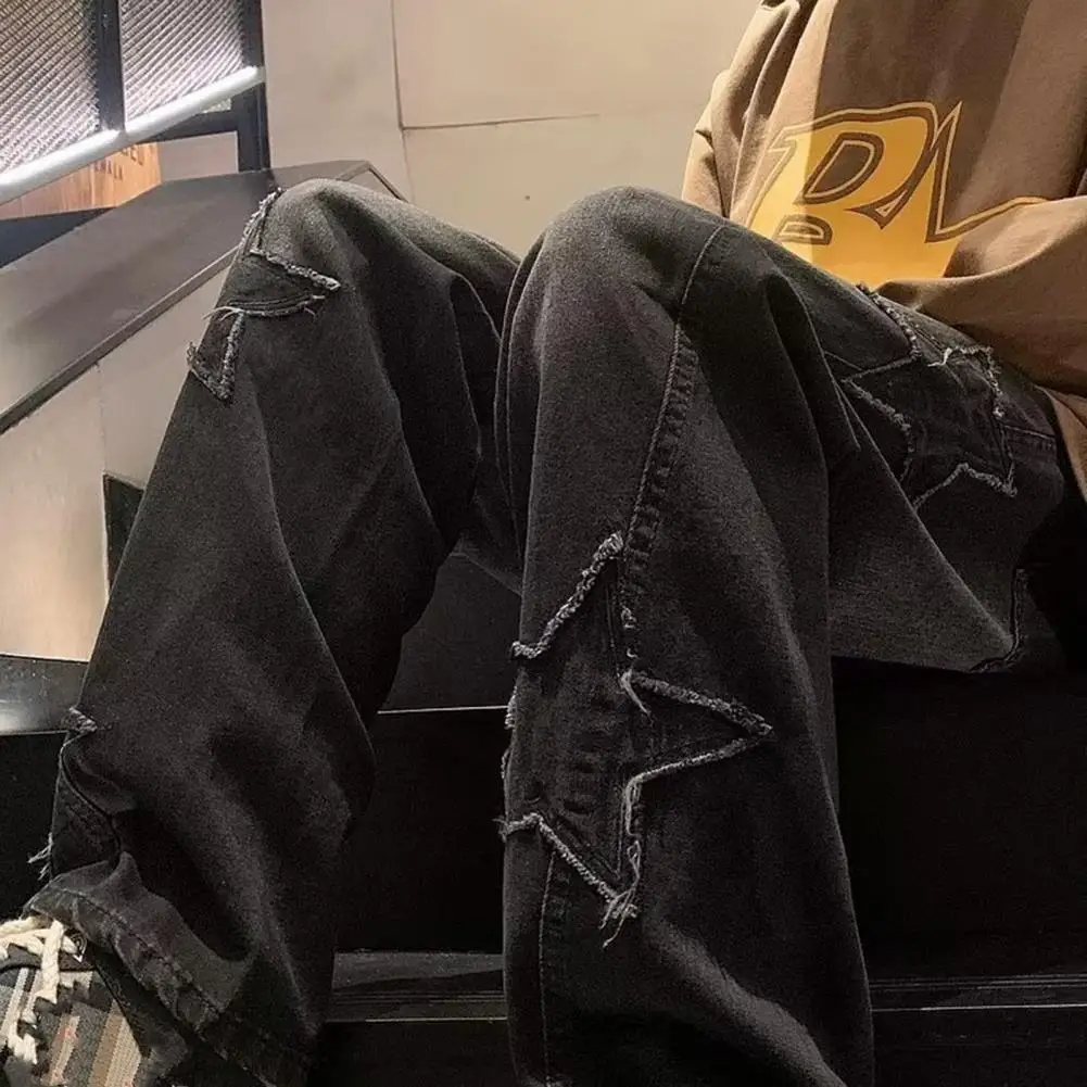 

Брюки мужские винтажные в стиле пэчворк, свободные прямые штаны с широкими штанинами, уличная одежда в стиле хип-хоп, однотонные, полной длины