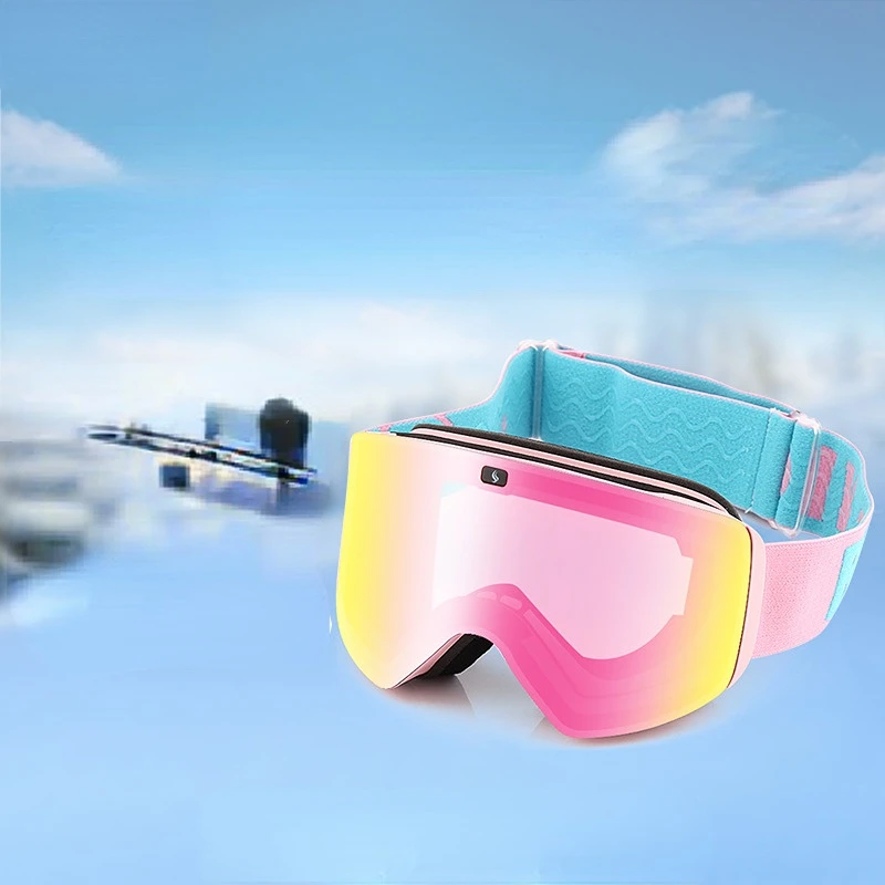 

Cylindrical magnetic attraction male and female adult ski goggles double-layer anti-fog outdoor wind-proof ski goggles