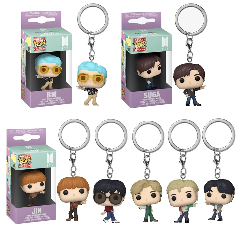 

Korean Boy Group Keychain Jin J-Hope V Ation Figure New Styles Suga RM Pendant Collection Doll Singer Jimin Jung Kook Model Toys