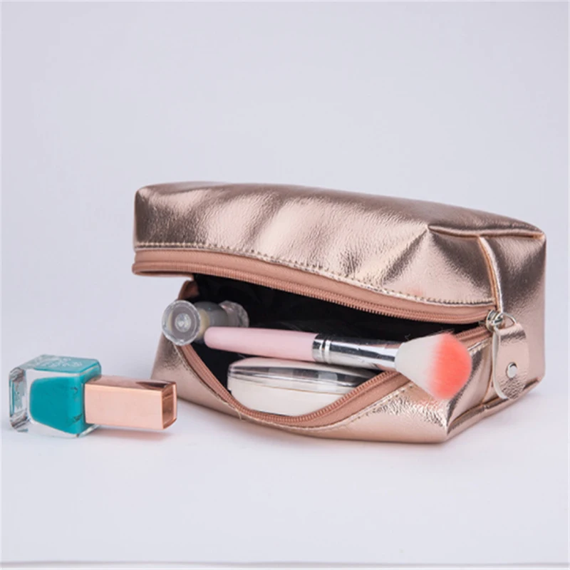 

Women Cosmetic Bag Pink Gold Makeup Bag Zipper Make Up Handbag Organizer Storage Case Pouches Toiletry Wash Beauty Box New