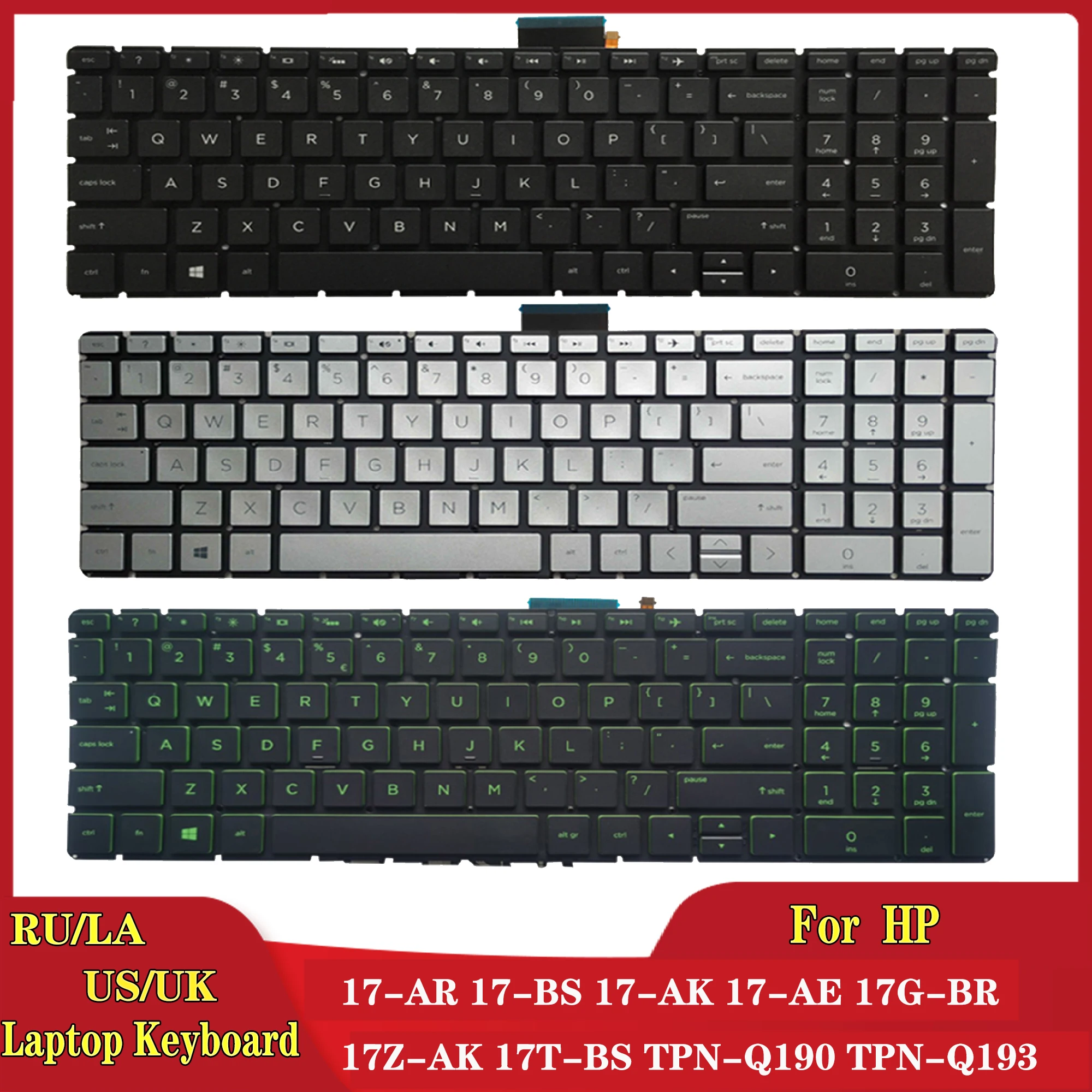 

Новая русская/английская/испанская/Латиноамериканская Клавиатура для ноутбука HP 17-AR 17-BS 17-AK 17-AE 17G-BR 17Q-BU 17Z-AK 17T-BS