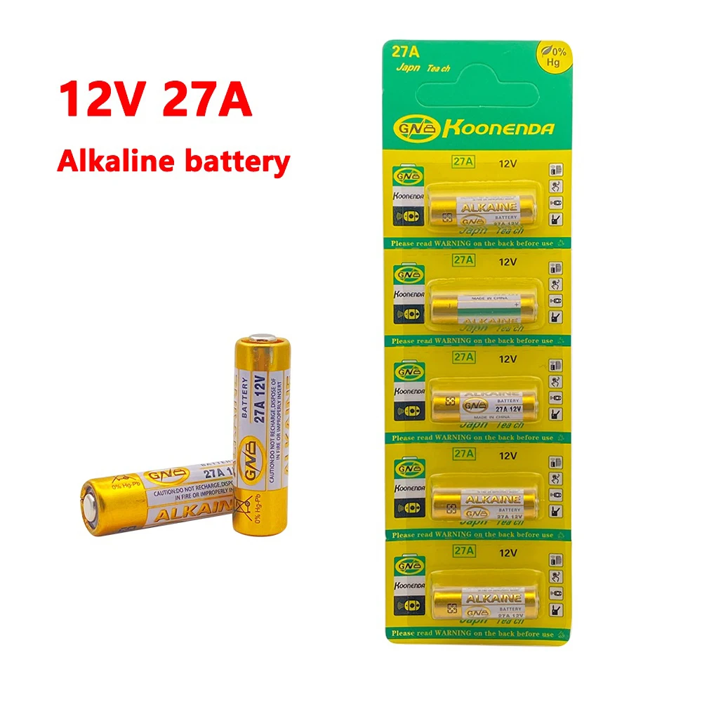 

5PCS 27A 12V Alkaline Battery for Doorbell walkman Car Alarm Remote Control A27 27A G27A MN27 MS27 GP27 V27GA ALK27A dry battery