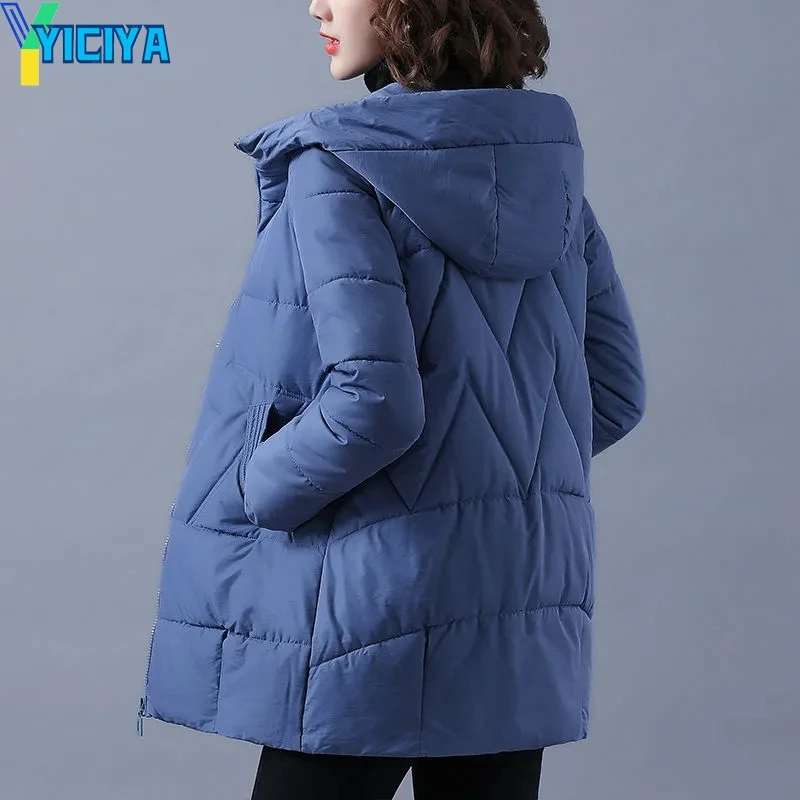 2022 New Women Winter Parkas Long Warm Jackets Female Thicken Coats Cotton Padded Solid Parka Jacket Streetwear Hooded Outwear