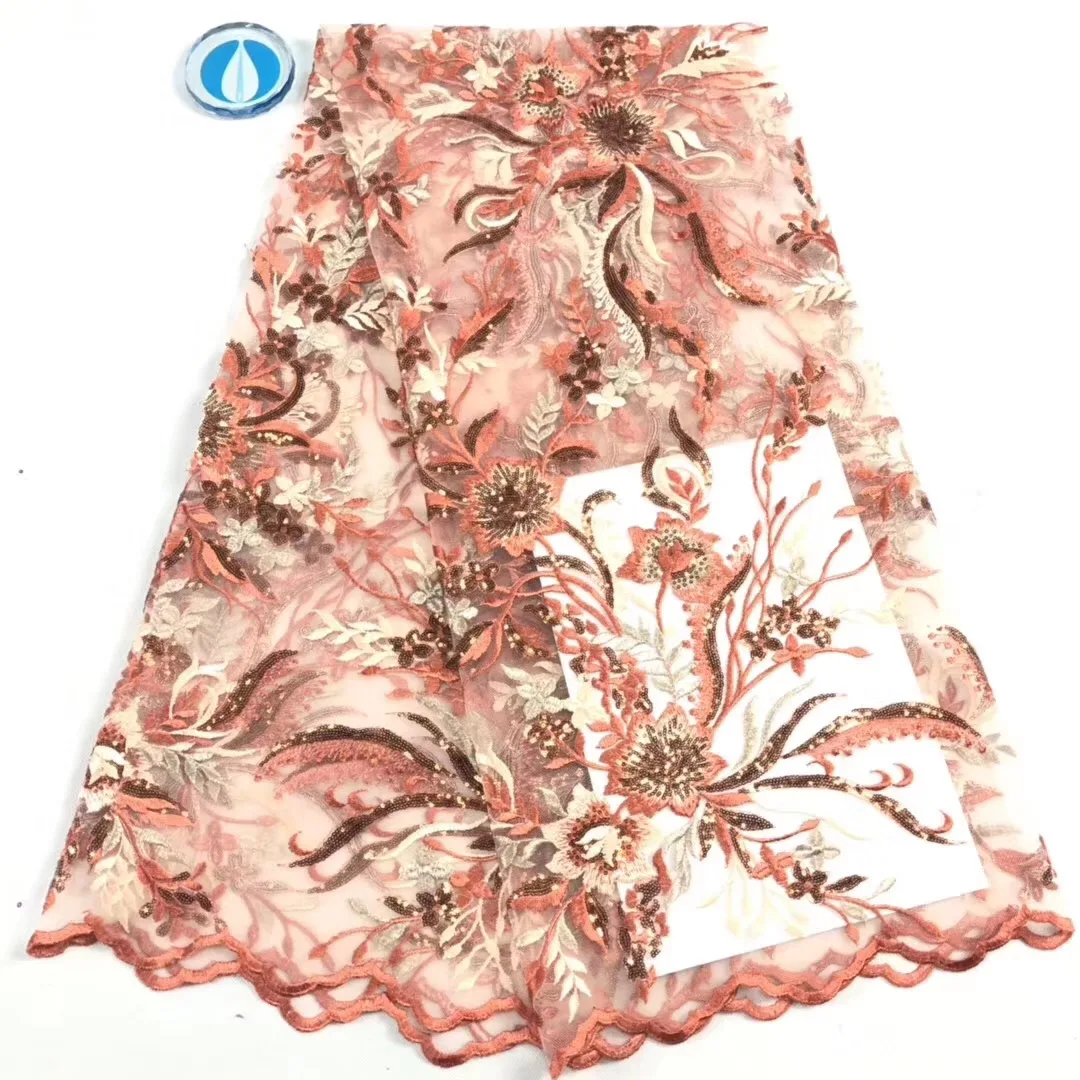 

colorful African Lace Fabric 2021 Embroidery Nigerian Beads Lace Fabric.High Quality Stones French Tulle Lace Fabric For Women
