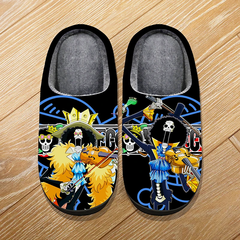 Custom Size Winter Home Soft Warm Cartoon Slippers For Adult Kids Anime ONE PIECE Usopp Luffy ACE Cosplay Indoor Cute