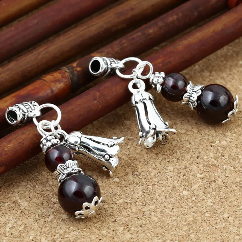 

S925 Sterling Silver DIY Thai Crystal Handmade Garnet Small Gourd Bracelet Pendant And Necklaces Exotic Accessories