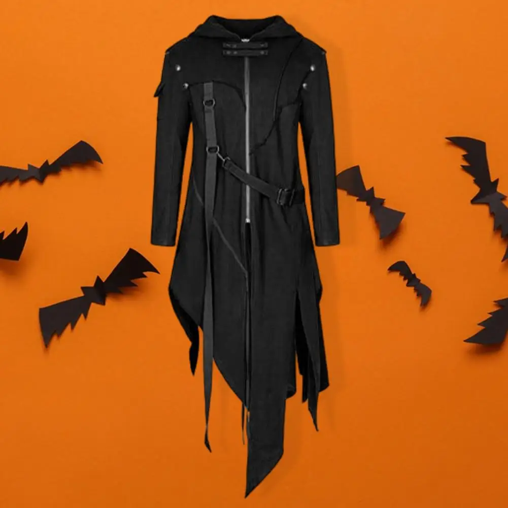 Осенне-зимнее мужское длинное пальто однотонное Асимметричное с длинными