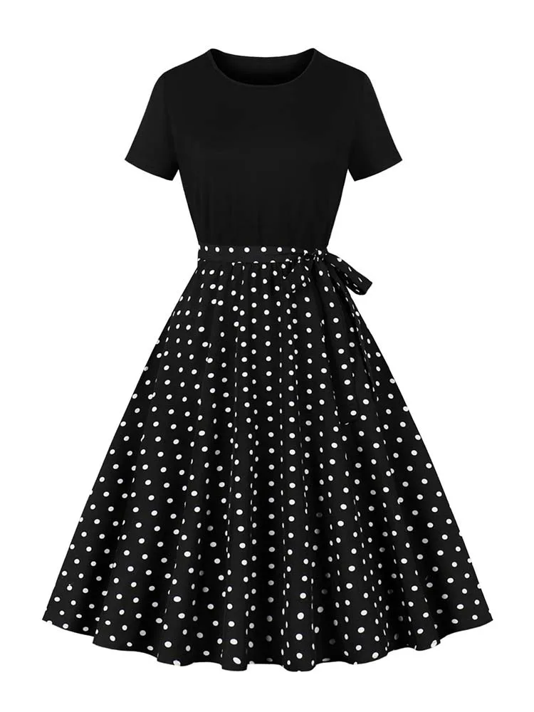 Женское винтажное платье с коротким рукавом