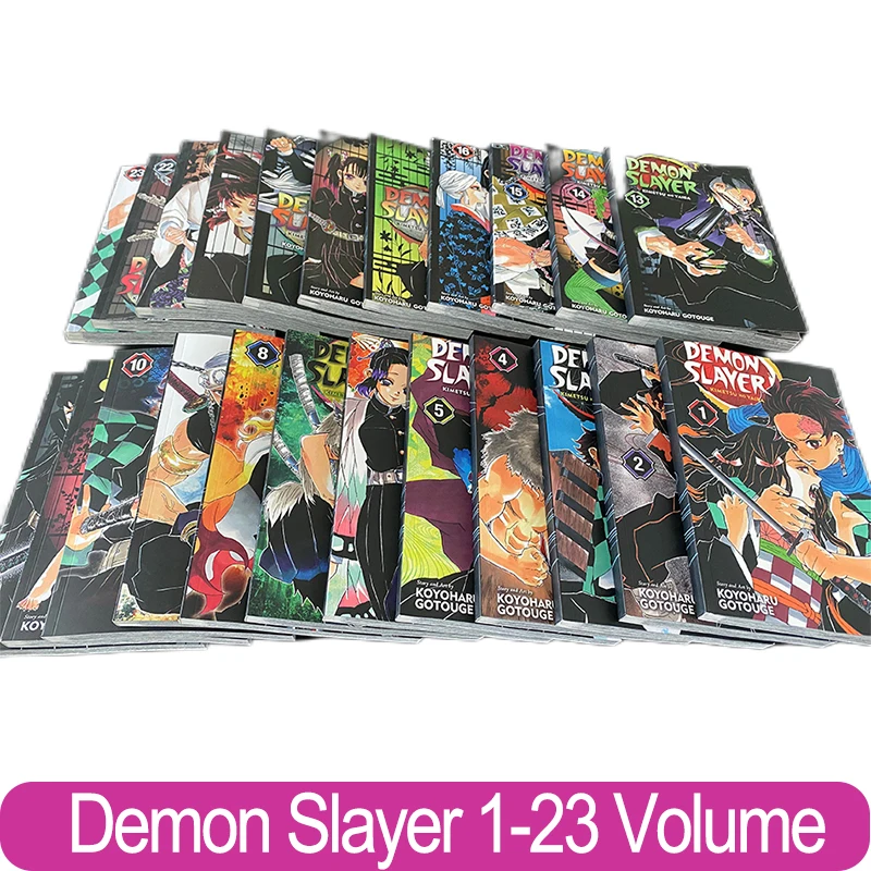 23 Book Anime Demon Slayer Kimetsu No Vol 1-23 Yaiba Japan Fantasy Science Mystery Suspense English version Manga Comic Book