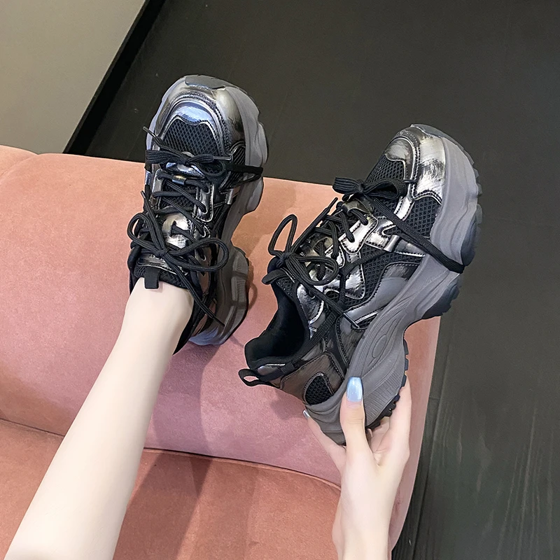 Кроссовки на танкетке женская обувь с дышащей сеткой разноцветные туфли