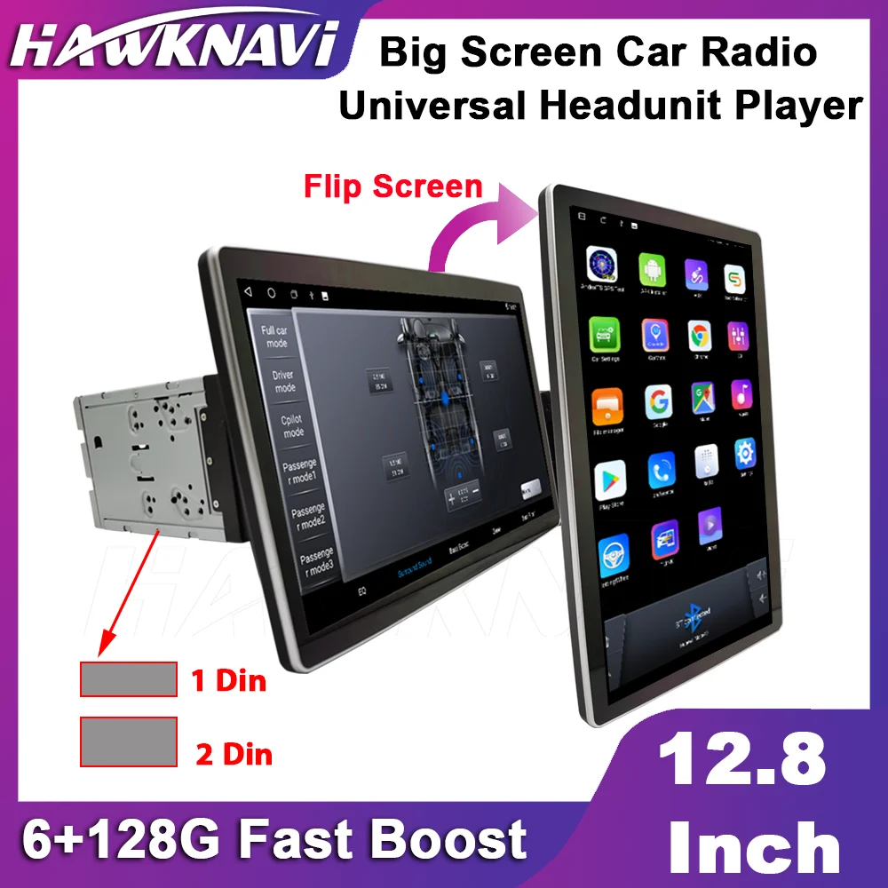 12.8 Inch 6+128G Android Car Radio For Universal GPS Navigation Multimedia Stereo Headunit Player 1Din 2 Din Style Fast Boot