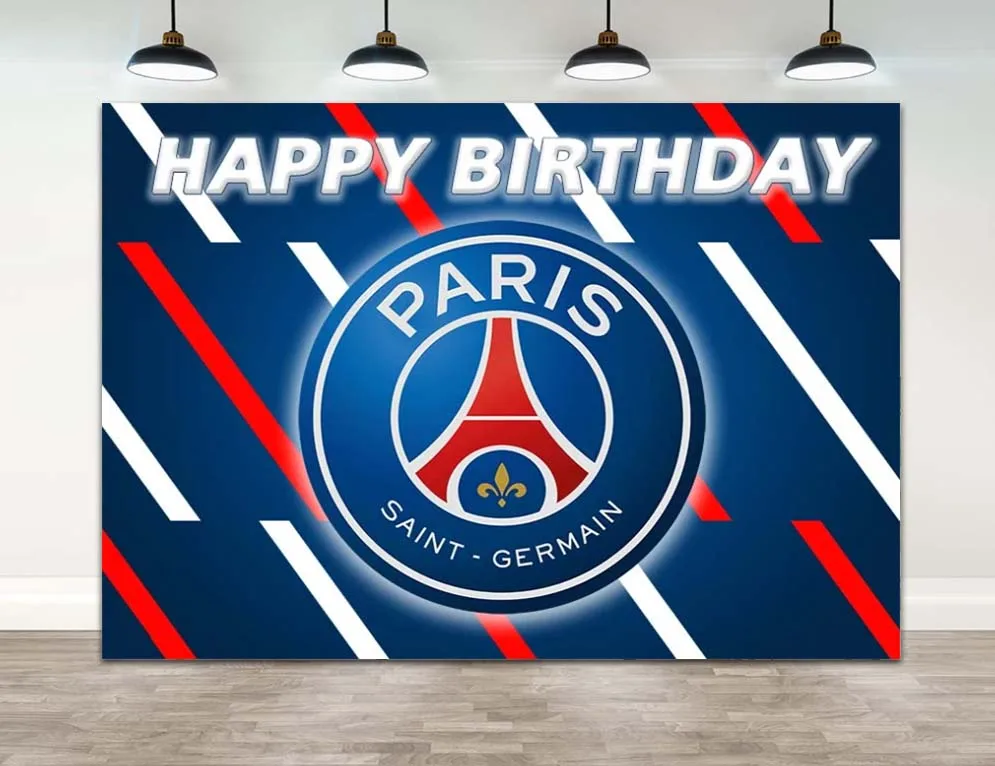 

Football Logo Photo Backdrop Kids Birthday Party Photography Background Paris Tower Custom Decor Banner Props