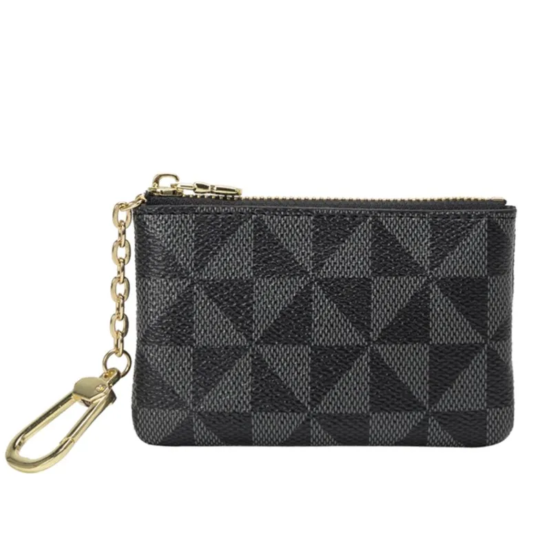 

Brand Small Wallet Mini Purse Card Holder Buckle Zipper Leather Card Bags Clutch Bag Luxury Small Coin Bags Key Bags Keychain