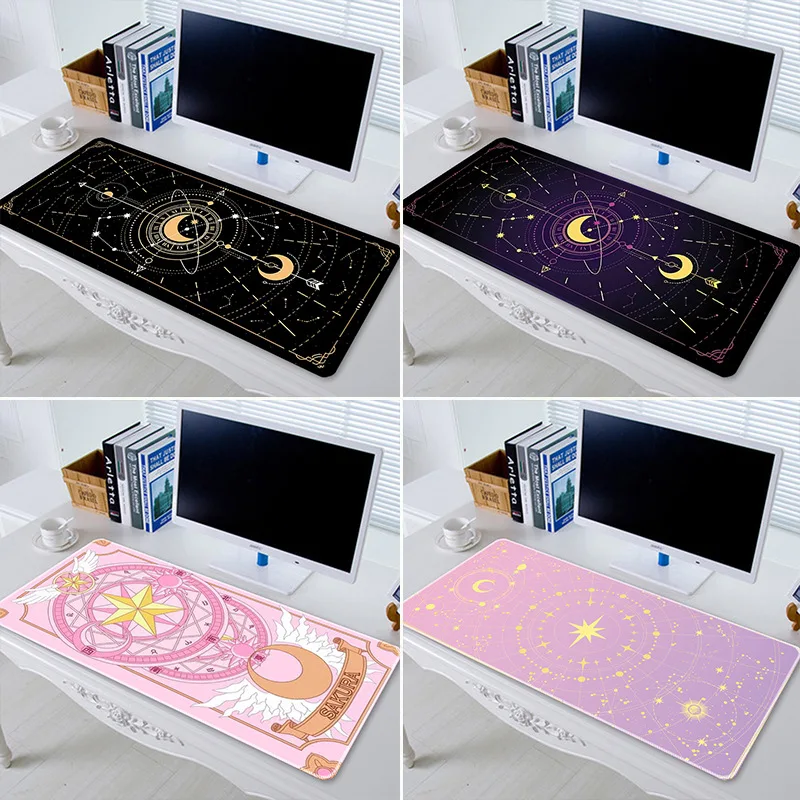 

Extra Large Kawaii Purple Gaming Mouse Pad Moon Phase Magic Celestia Desk Mat Water Proof Nonslip Laptop Desk Accessories