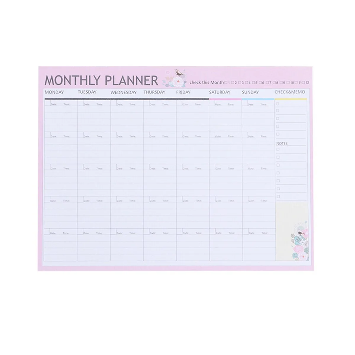 

20 Sheets Desk Notepad Calendar Schedule Organizer Agenda Schedule Organizer Notebook(Pink Green Mixed)
