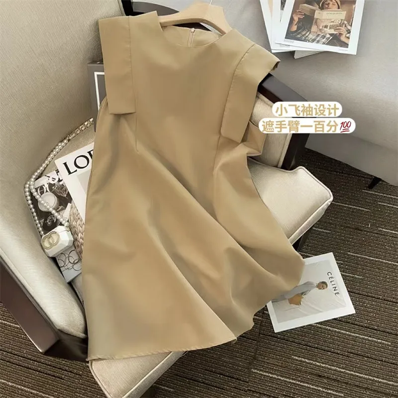 

Women‘s Elegant Exquisite Flying Sleeves Dress 2022 Summer Solid Color Simply Style Casual Temperament Formal Dress For Office