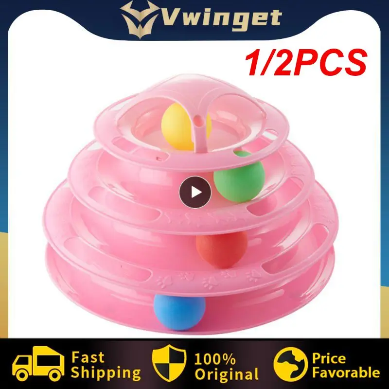 

1/2PCS Levels turnable Toys for cats accessories Tower Tracks with balls cat toy Interactive Intelligence Training with fun cat