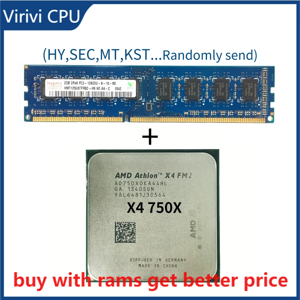 

DDR3 2G 1333Mhz with Athlon II X4 750X 750 3.7G 65W AD750XOKA44HL Quad-Core CPU Socket FM2