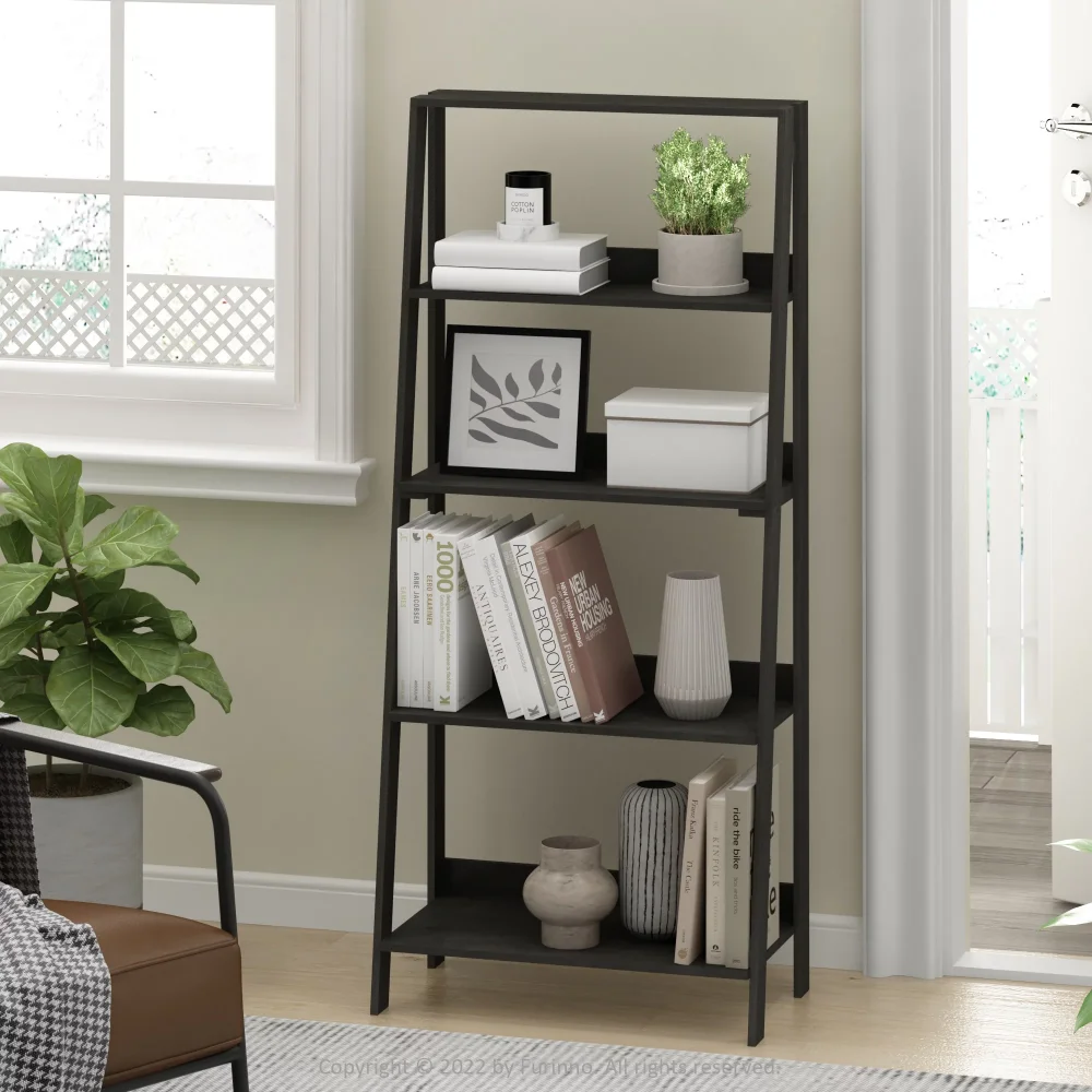 

Furinno 5-Tier Ladder Bookcase Display Shelf, Espresso Furniture Decoration Classical Classic Style Bookcases
