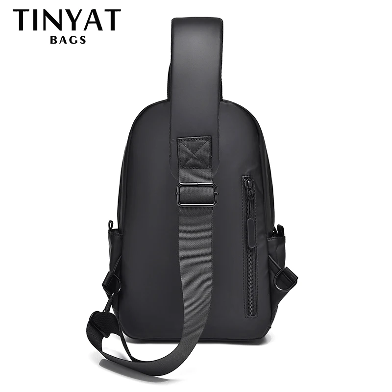TINYAT Men's 7.9' Ipad Chest Bags PU Waterproof Travel Sling Shoulder Bag Husband Fashion Crossbody Bag Messenger Pack For Male
