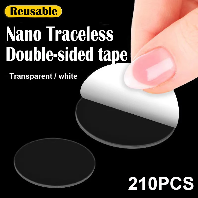 210PCS Double-Sided Adhesive Tape Round Traceless Patch Waterproof High Temperature Resistance Fixed Sticker Sticky Pad - купить по