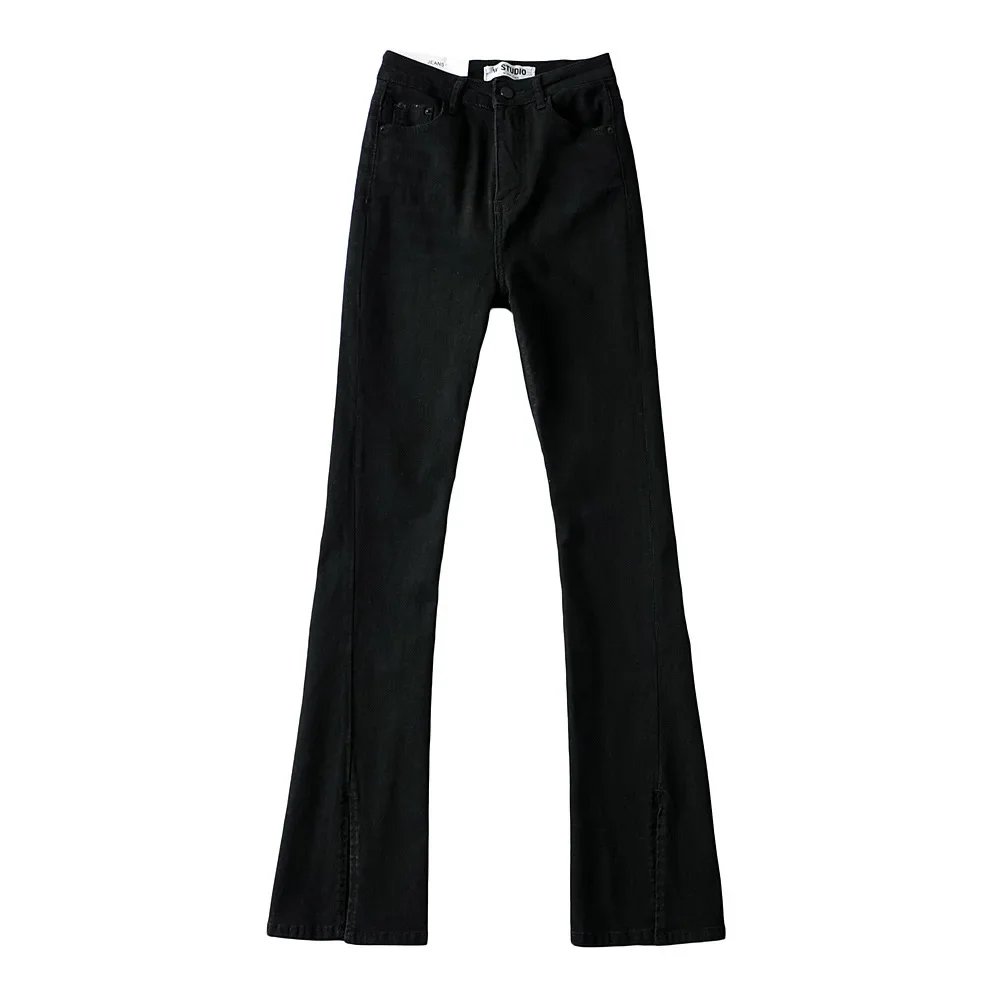 Женские джинсы брюки-клеш джинсовые брюки с высокой талией и карманами базовые