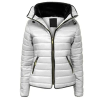 zipper closure pockets windproof women coat stand collar solid color puffer coat for daily wear