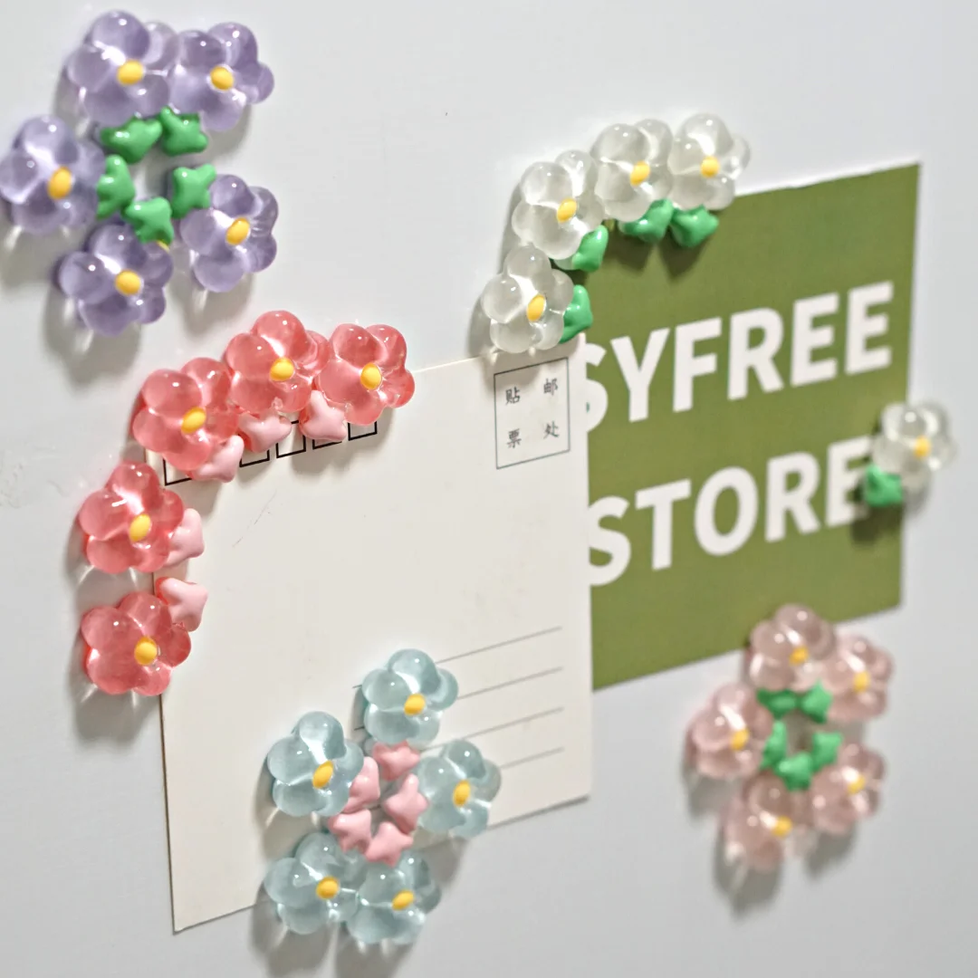 

5pcs Flower Magnet Colorful Magnetic Stickers for Fridge Kitchen Rrfrigerator Magnets Chalkboard Photo Message Decorations