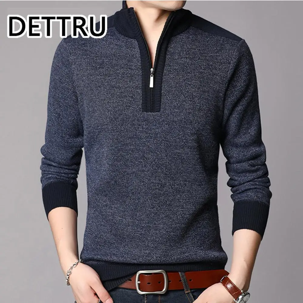 

Men Clothes Spring Autumn Winter Thick Warm Wool Pullover Men Casual Zipper Turtleneck Pull Homme Cashmere Sweater