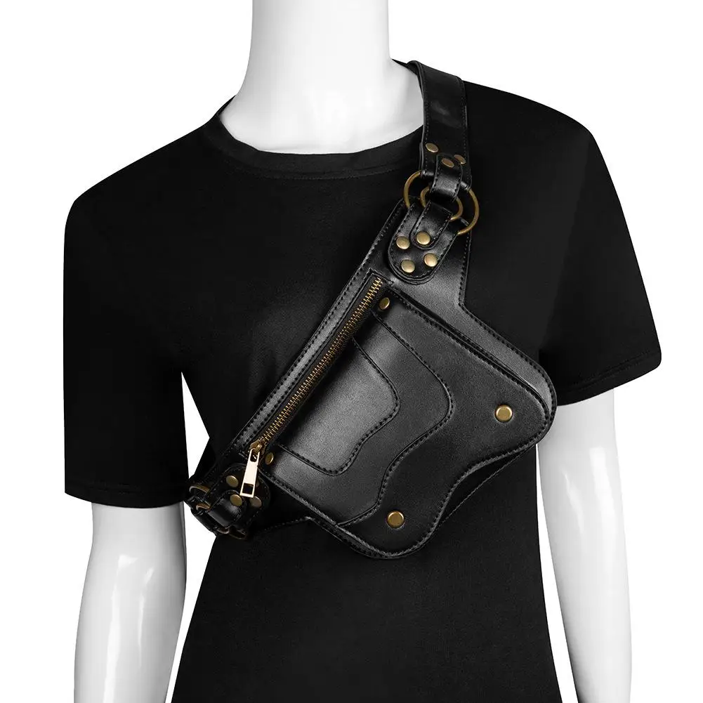 Steampunk motorcycle men's chest bag outdoor leisure mobile phone pocket women's bag Waist Bag Fanny Pack Belt Bag Purse Leg Bag