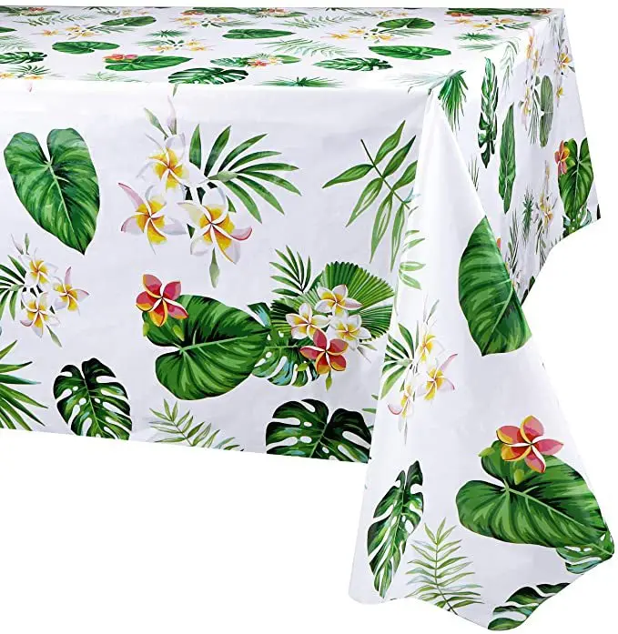 Vajilla desechable de hojas de palma hawaiana, cubierta de mesa, paño de mesa de cumpleaños de boda tropical, decoración de fiesta de feliz cumpleaños de Safari de jungla